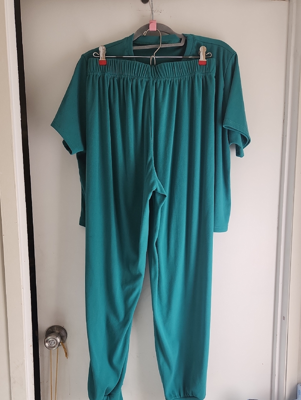 Teal Elastic Waist Women's Lounge Pant & Cropped Tee Set